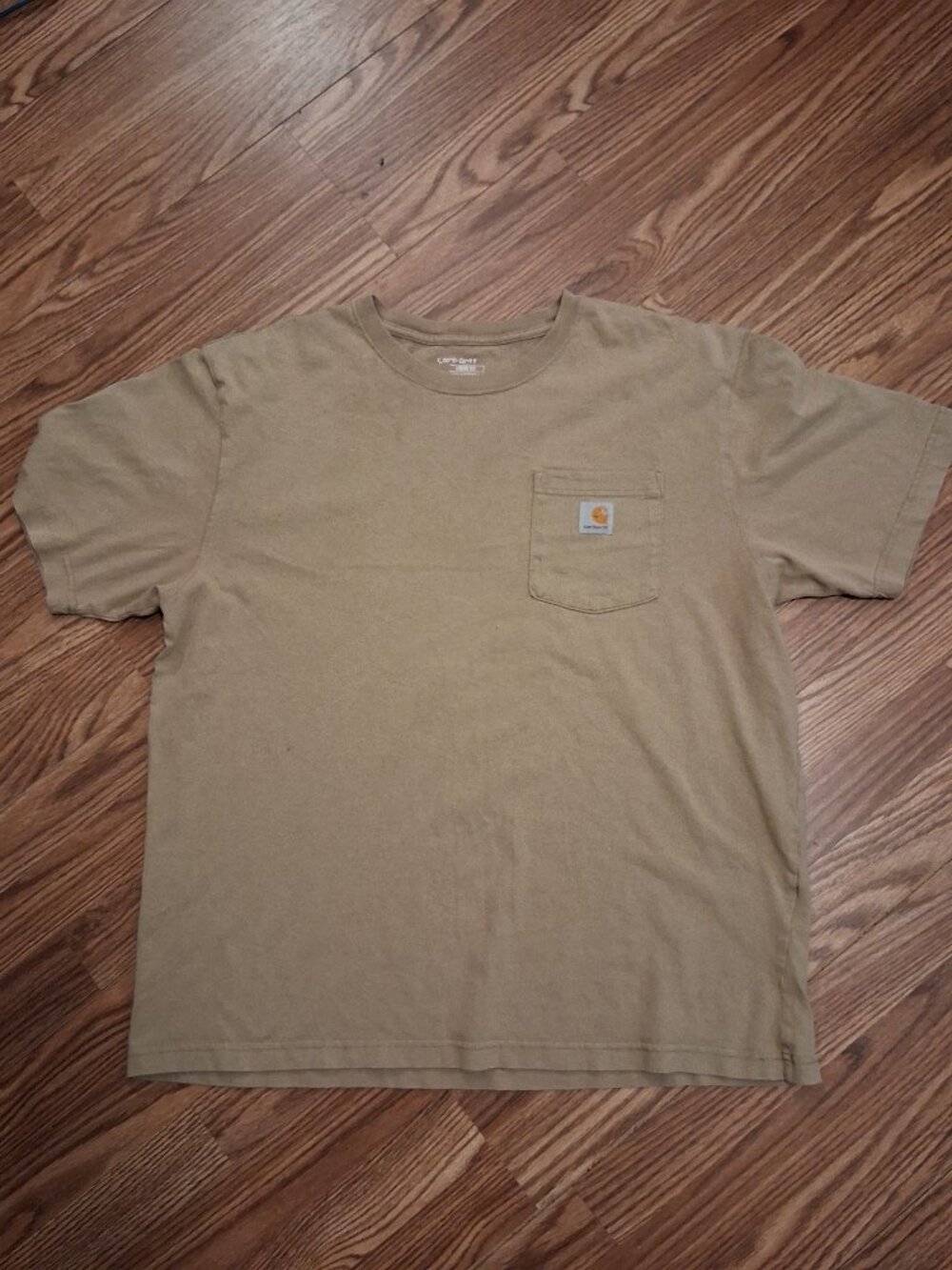 Men's Carhartt Brown Pocket Tee Shirt, Loose Fit Workwear sz Large